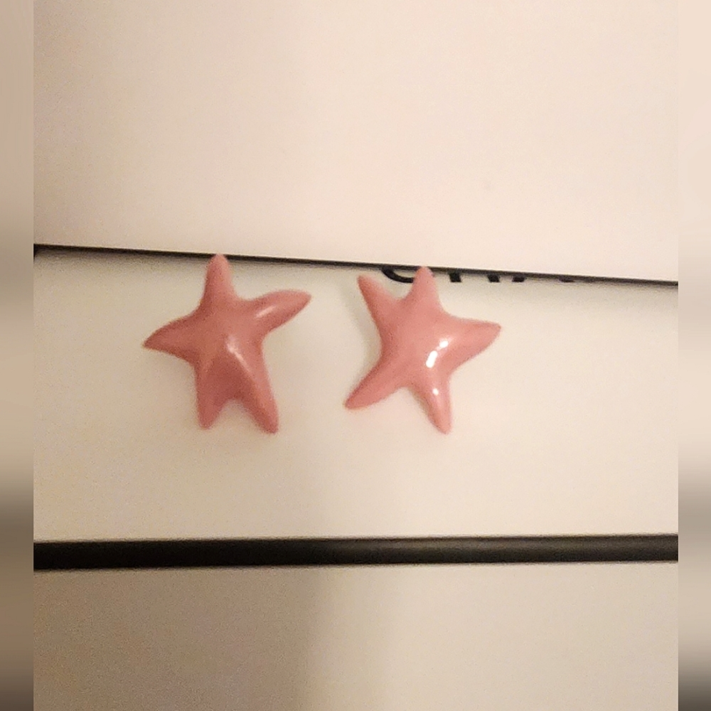 NEW  Pink Star Earrings Handcrafted